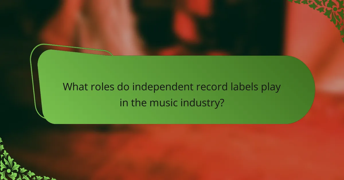 What roles do independent record labels play in the music industry?